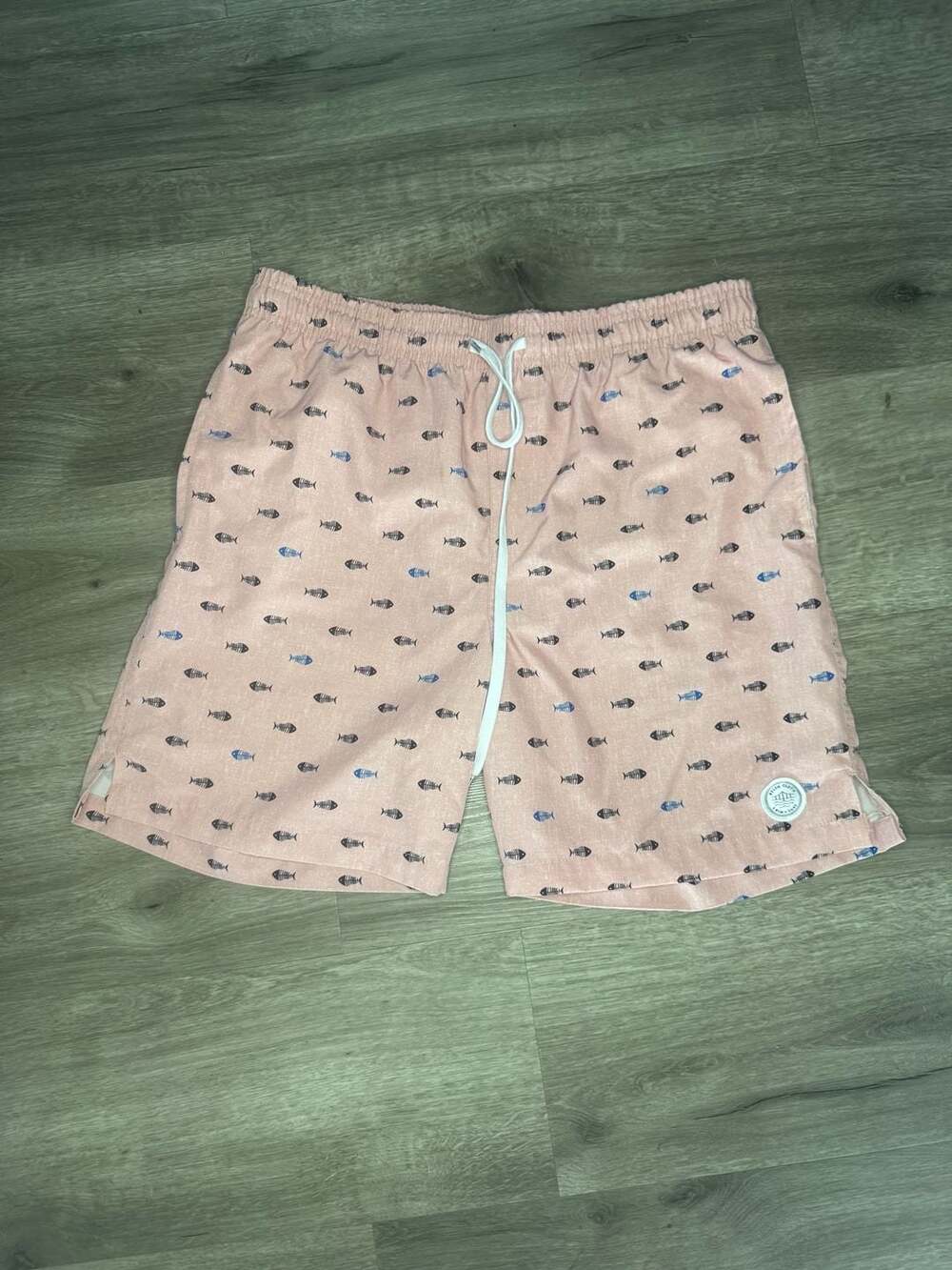 Brooklyn Cloth Surf Ave Swim Trunk Size M Pink Fish Bones